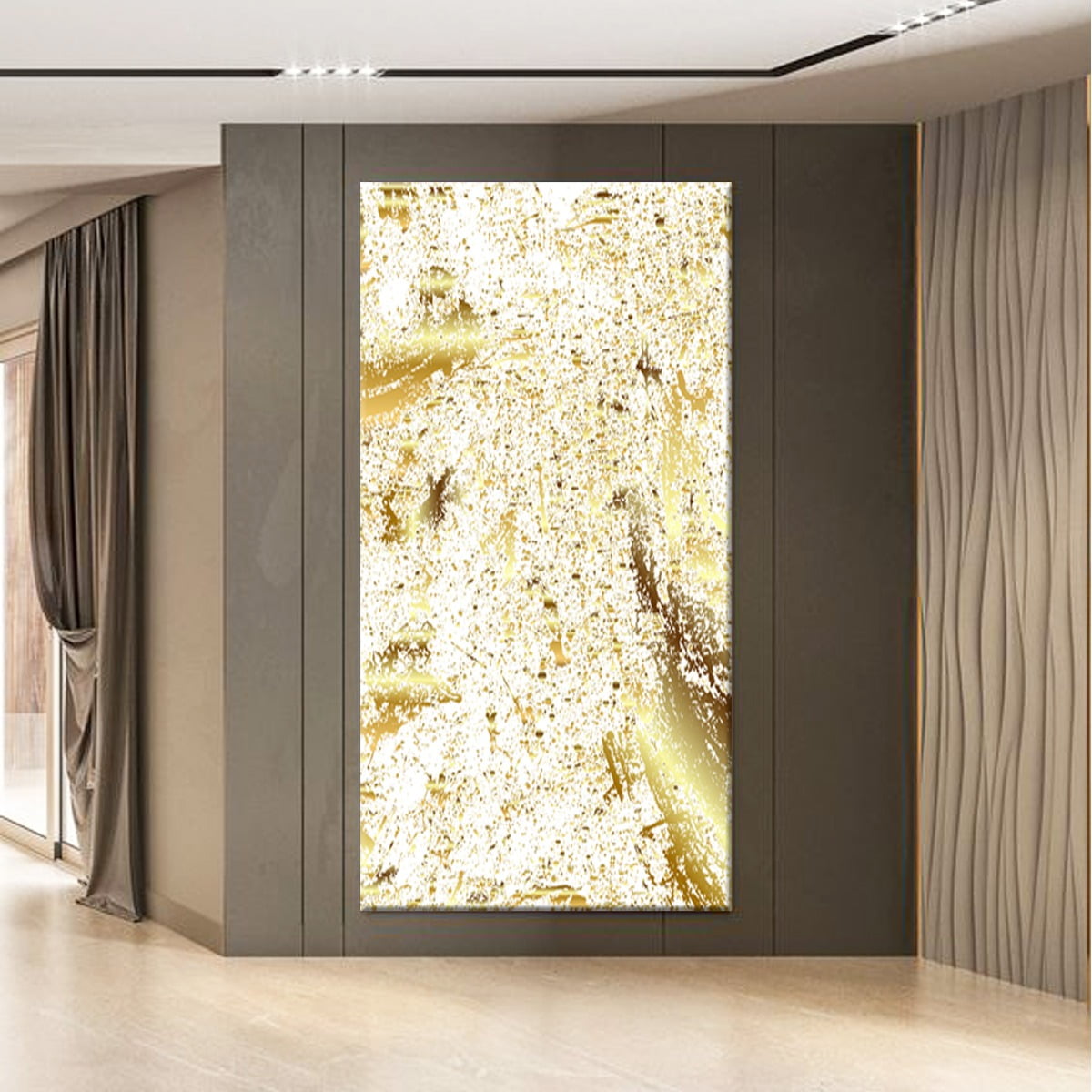 Tela em Canvas Abstrato Rutilo Dourado - Quadros Gigantes -  