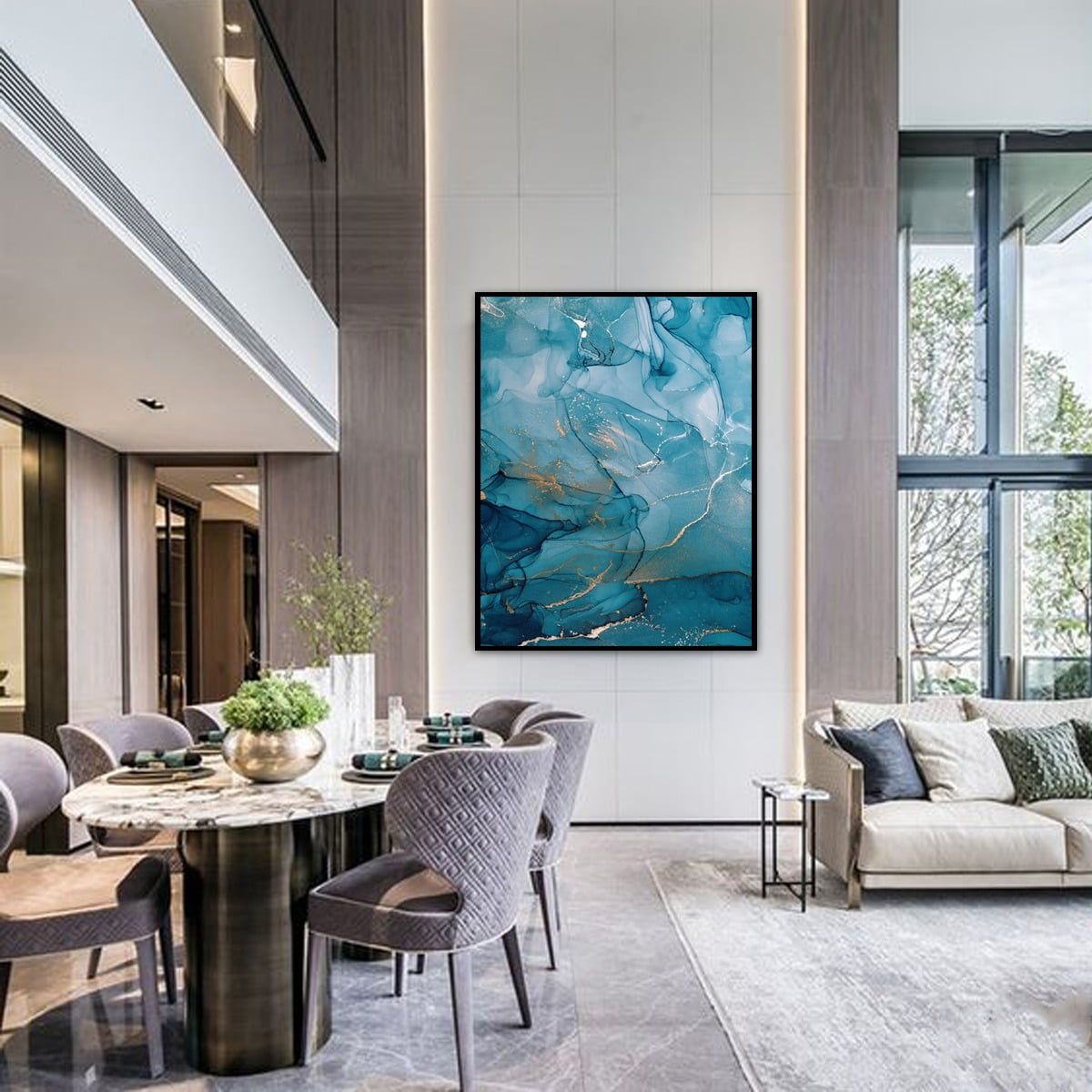 Quadro Decorativo para Sala de Estar Abstrato Rosê
