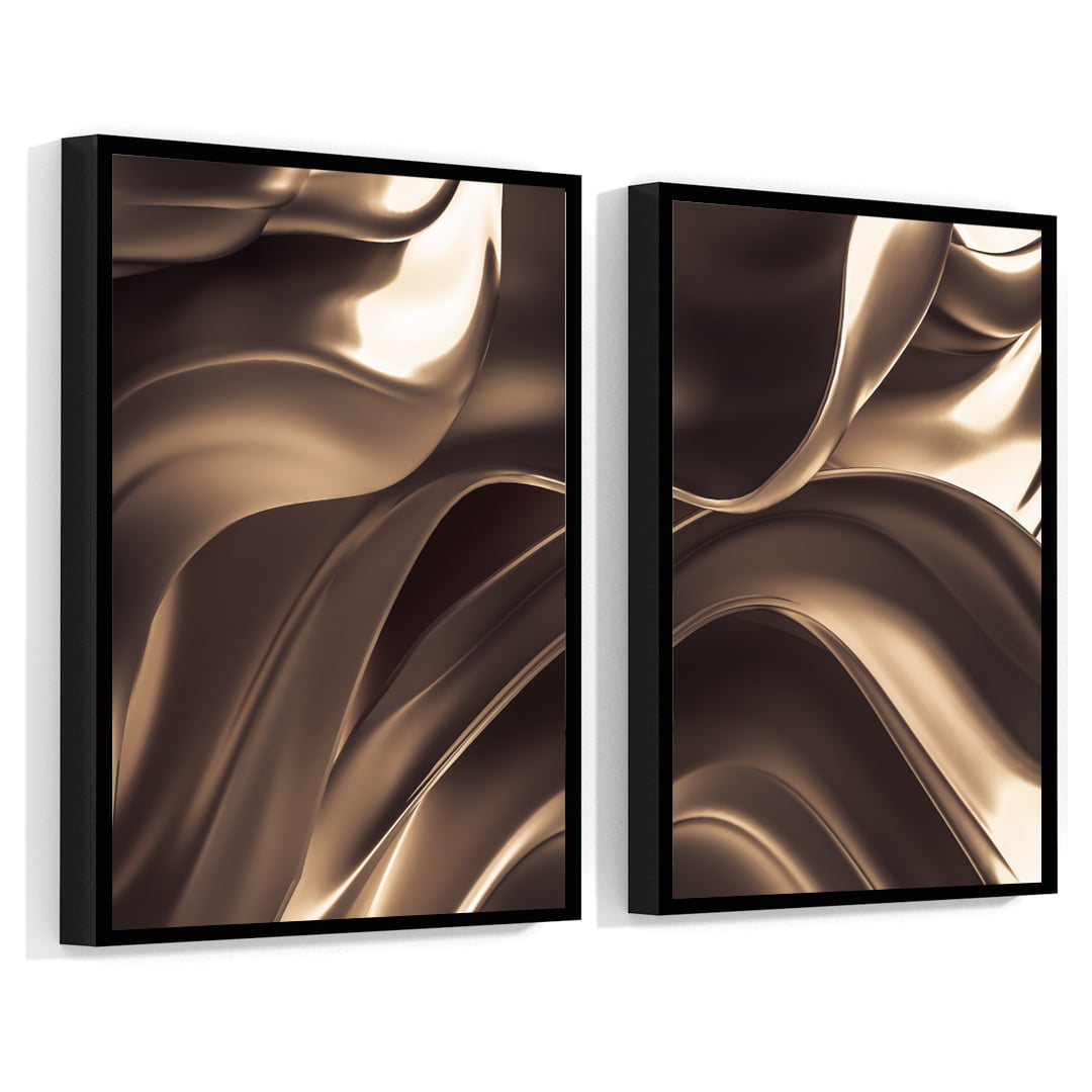 Conjunto de 2 Quadros Decorativos para Sala Abstrato Wave IV - Linha Prime