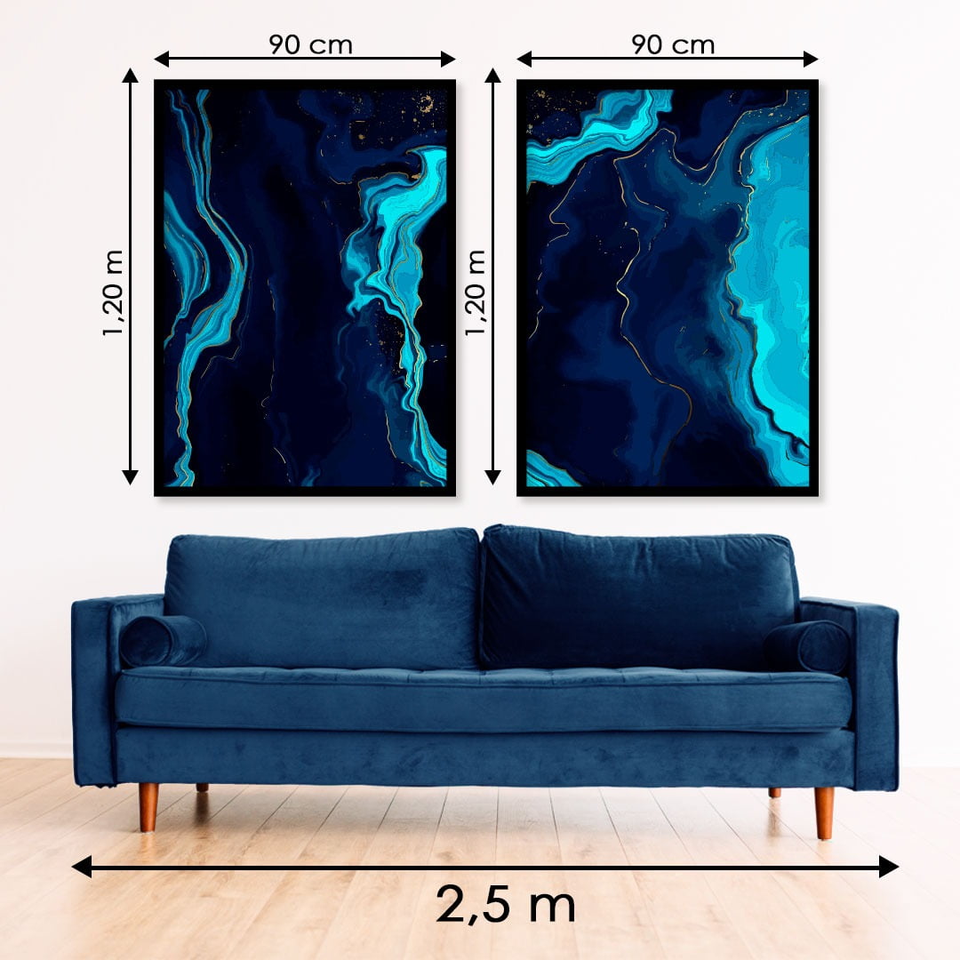 Quadro Decorativo para Sala de Estar Abstrato Mar Azul