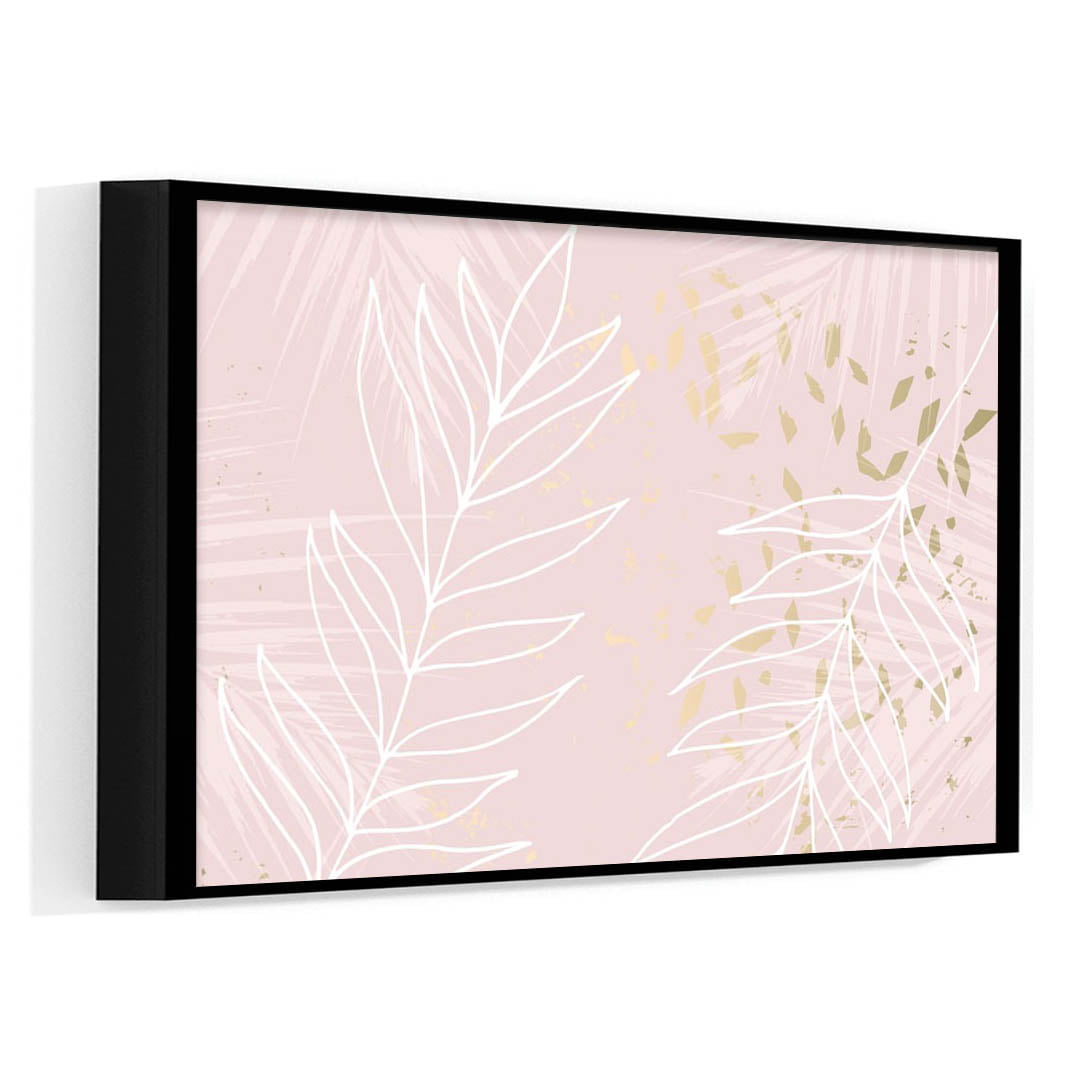 Quadro Decorativo para Sala Folhas Rosas - Rose Gold