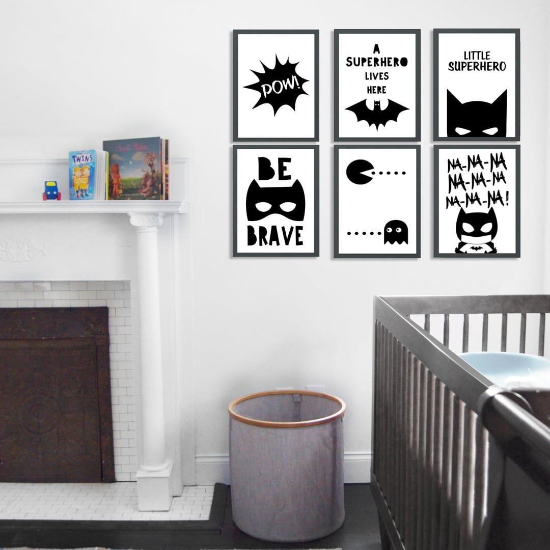 Conjunto de 6 Quadros Decorativos para Quarto Little Superhero - Infantil