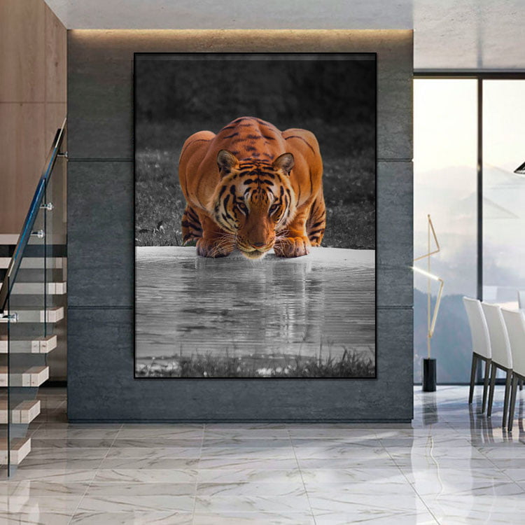 Quadro Tigre Energia Lindo 3D para sala quarto Painel tela grande