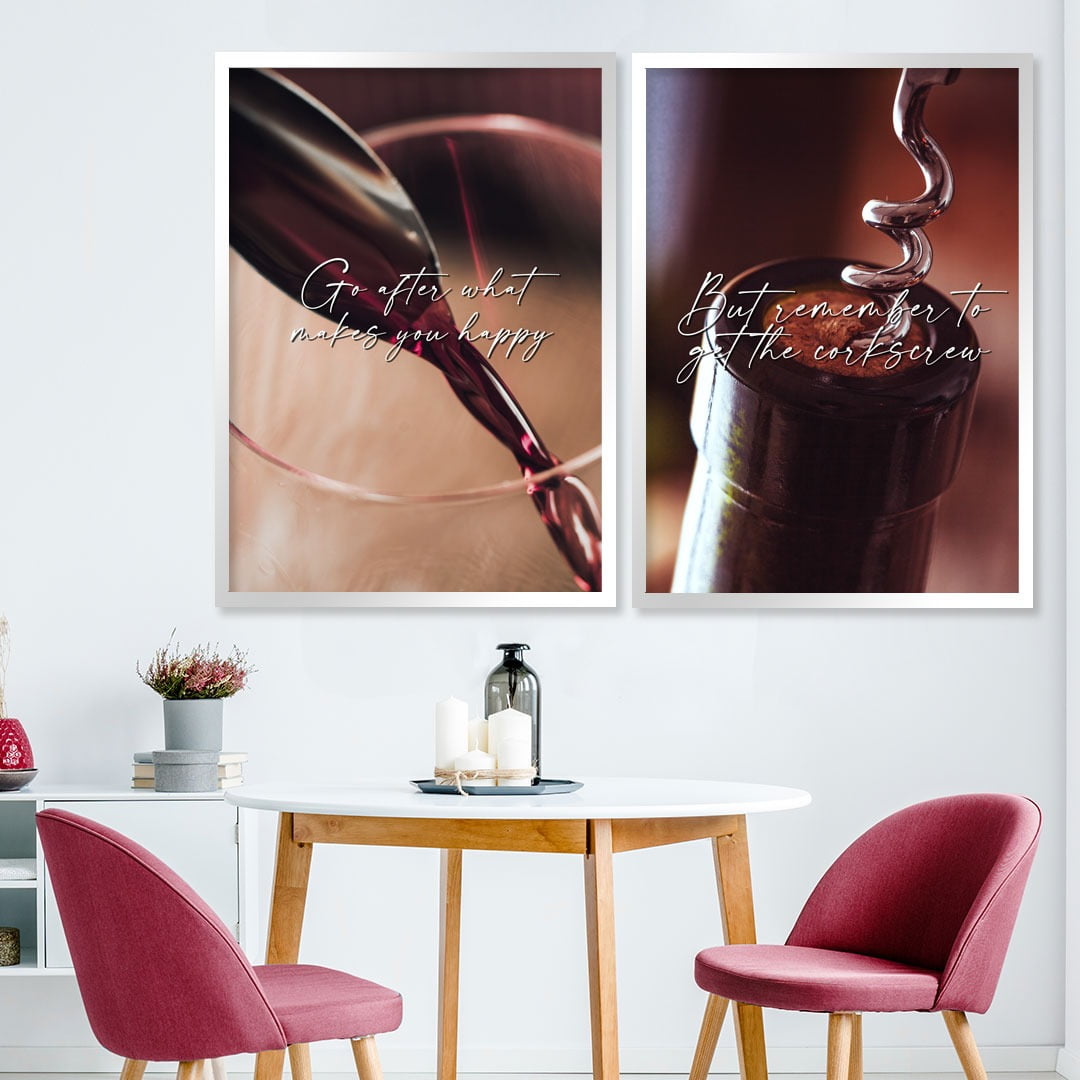 Conjunto de 2 Quadros Decorativos - A good wine- Vinhos  -  