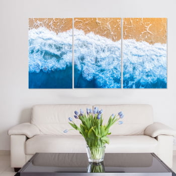 Conjunto de 3 Telas Decorativas Canvas para Sala Wave - Praias