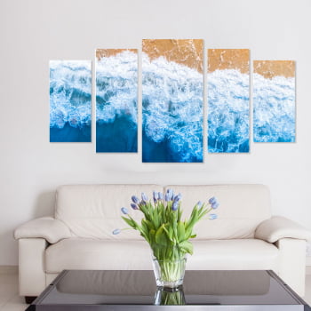 Conjunto de 5 Telas Decorativas Canvas para Sala Wave - Praias