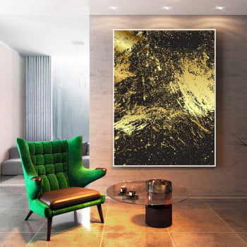 Tela em Canvas Abstrato Nácar Dourado - Quadros Gigantes -