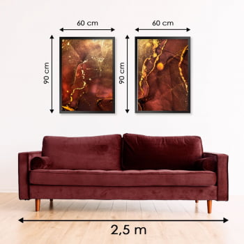 Conjunto de 2 Quadros Decorativos para Sala de Estar Abstrato Vermelho Marte - Linha Prime
