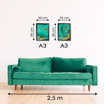 Conjunto de 2 Quadros Decorativos para Sala Quartzo Verde - Linha Prime