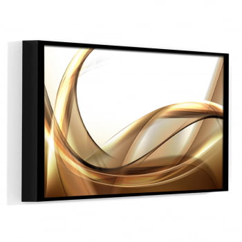 Quadro Decorativo para Sala de Estar Abstrato Wave Dourado - Linha Prime