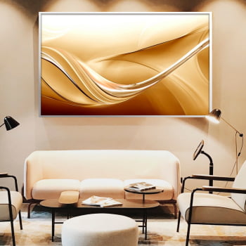 Quadro Decorativo para Sala de Estar Abstrato Ondas Douradas - Linha Prime