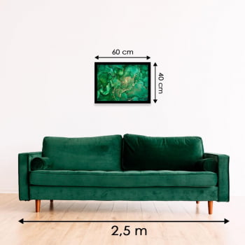 Quadro Decorativo para Sala de Estar Abstrato Verde Esmeralda - Linha Prime