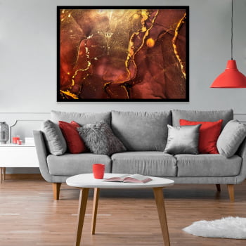 Quadro Decorativo para Sala de Estar Abstrato Vermelho Marte - Linha Prime