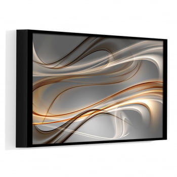 Quadro Decorativo para Sala de Estar Abstrato Wave Aluminium - Linha Prime