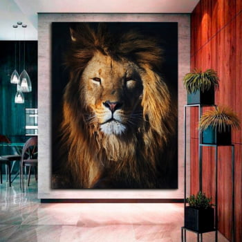 Quadro Decorativo para Sala Leão da Selva - Mundo Animal
