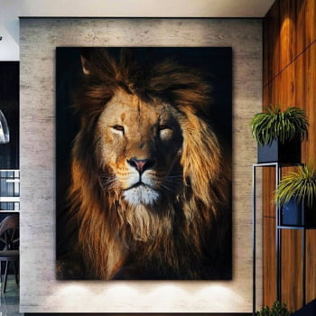 Quadro Decorativo para Sala Leão da Selva - Mundo Animal