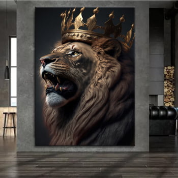 Quadro Decorativo para Sala Leão de Judá Coroado - Mundo Animal