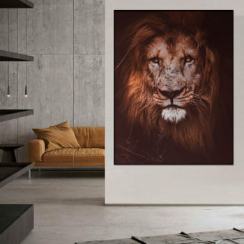 Tela Inteira Decorativa Leão II para Sala de Estar - Mundo Animal