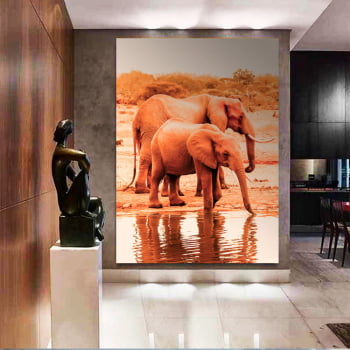 Tela Inteira Decorativa para Sala de Estar Elefante III - Mundo Animal