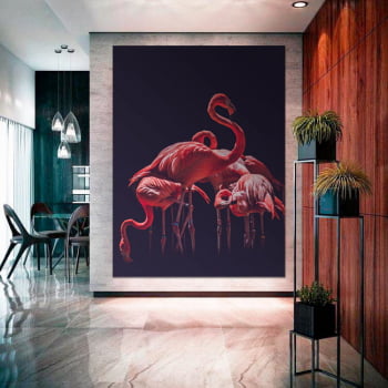 Tela Inteira Decorativa para Sala de Jantar Flamingo I - Mundo Animal