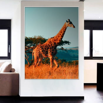 Tela Inteira Decorativa para Sala Girafa I - Mundo Animal