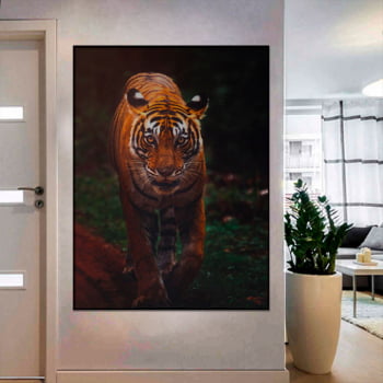 Tela Inteira Decorativa Tigre IV para Sala de Estar - Mundo Animal