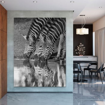 Tela Inteira Decorativa Zebra I para Sala de Jantar - Mundo Animal