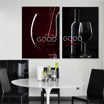 Conjunto de 2 Quadros Decorativos - Good Wine - Vinhos 