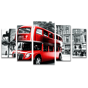Tela Canvas para Sala 5 Peças London Bus - Corporativo